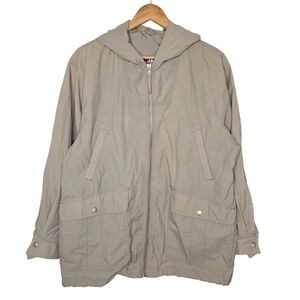Andy Johns Womens Vintage Tan Outdoor Hooded Windbreaker Jacket Size Small